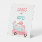 Signe De Table Cartes Et Cadeaux De Camion À Crème De Glace Rose (Recto)