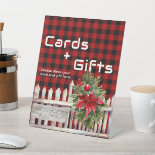 Signe De Table Cartes et cadeaux de clôture de Noël à carreaux de