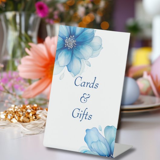 Signe De Table Cartes et cadeaux de Fête des mariées Floral Bleu 