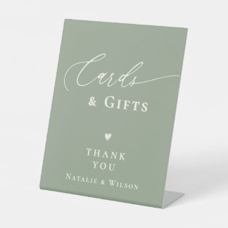 Signe De Table Cartes et cadeaux de Fête des mariées verte Sage