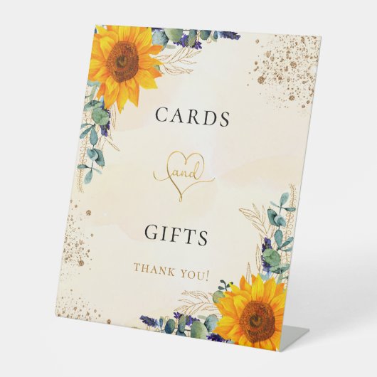 Signe De Table Cartes et cadeaux de fleurs d'eucalyptus tournesol (Recto)