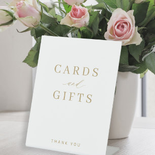Signe De Table Cartes et cadeaux de mariage à l'écriture dorée él