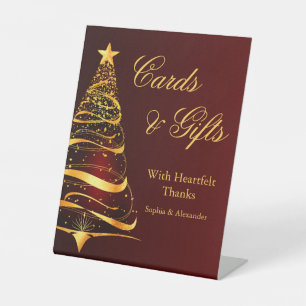 Signe De Table Cartes et cadeaux de mariage arbre de Noël doré él