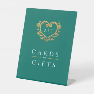 Signe De Table Cartes et cadeaux de mariage au coeur d'or