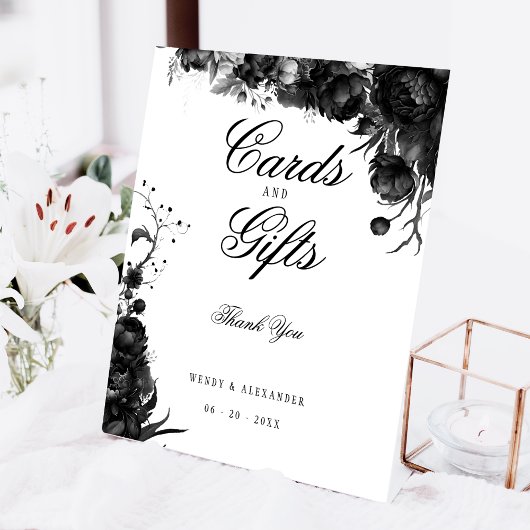 Signe De Table Cartes et cadeaux de mariage blanc gothique classi
