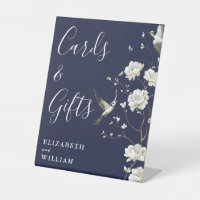 Cartes et cadeaux de mariage bleu marine chinoiser