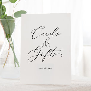 Signe De Table Cartes et cadeaux de mariage en calligraphie noire