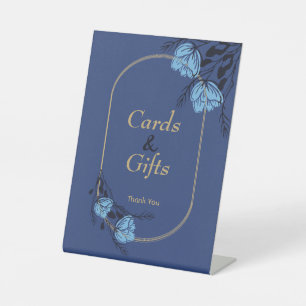 Signe De Table Cartes et cadeaux de mariage Fleur Bleue Fraîche