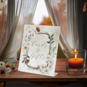 Signe De Table Cartes et cadeaux de mariage floraux Boho Muted au