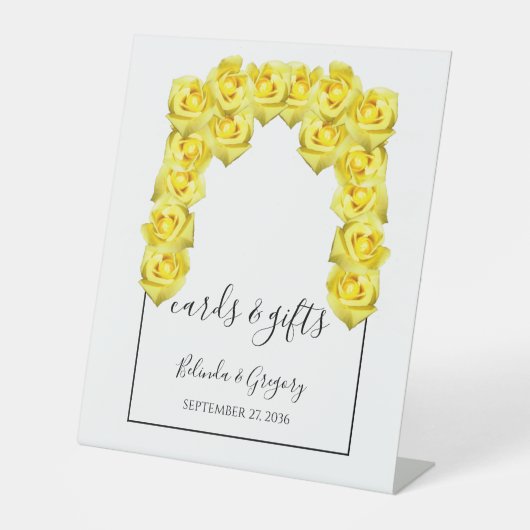 Signe De Table Cartes et cadeaux de mariage pour les roses jaunes (Recto)