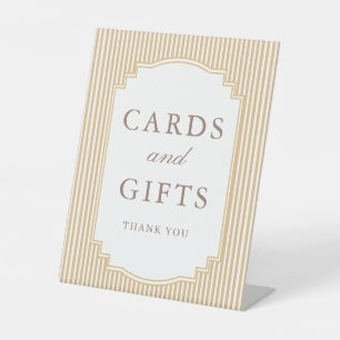 Signe De Table Cartes et cadeaux de mariage rayés beige classique