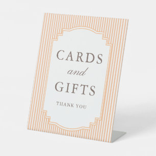 Signe De Table Cartes et cadeaux de mariage rayés orange classiqu