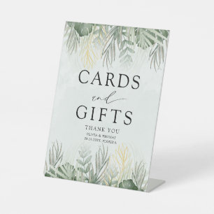 Signe De Table Cartes et cadeaux de mariage tropical vert