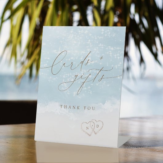 Signe De Table Cartes et cadeaux de plage coeurs de script modern