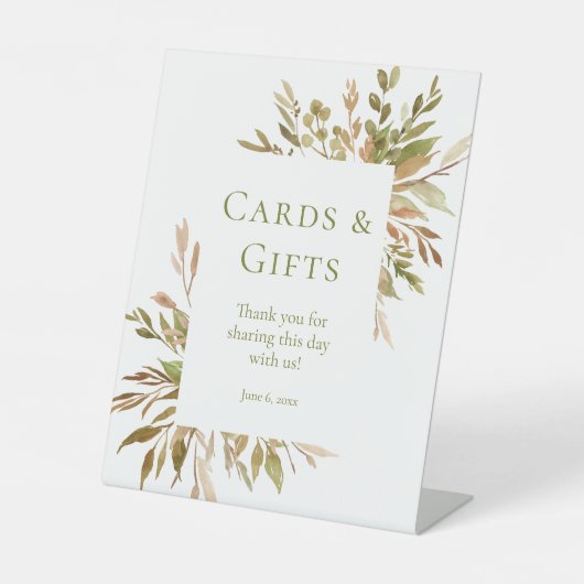 Signe De Table Cartes et cadeaux de verdure aquarelle (Recto)