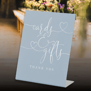 Signe De Table Cartes et cadeaux Dusty Blue Heart Script