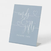 Signe De Table Cartes et cadeaux Dusty Blue Heart Script (Recto)