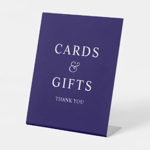 Signe De Table Cartes et cadeaux élégants bleu foncé et blanc ave