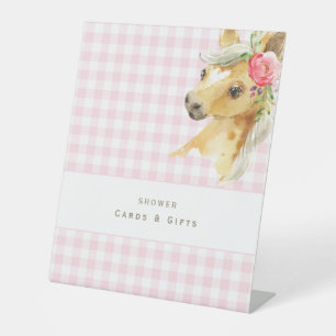 Signe De Table Cartes et cadeaux en Baby shower rose En vichy ros
