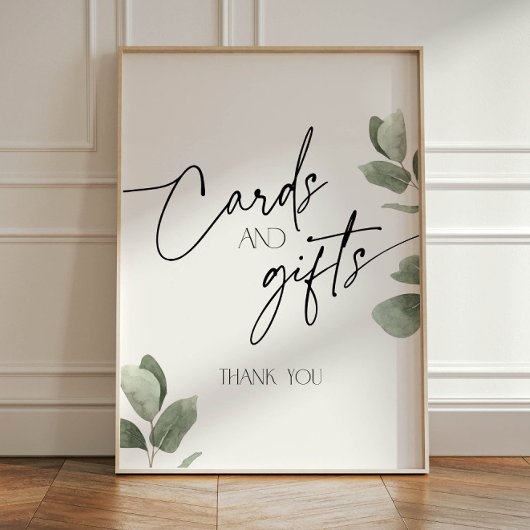 Signe De Table Cartes et cadeaux Eucalyptus Green