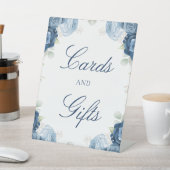 Signe De Table Cartes et Cadeaux Fleuris Bleu Poussiéreux (In SItu)