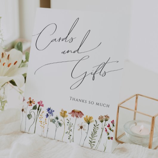 Signe De Table Cartes et cadeaux Fleurs sauvages colorés