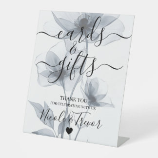 Signe De Table Cartes et cadeaux Fleurs translucides Aquarelle bl