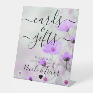 Signe De Table Cartes et Cadeaux Fleurs Violettes Noms Personnali