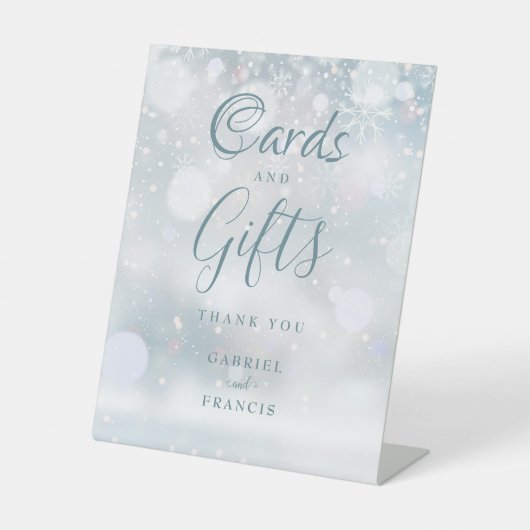 Signe De Table Cartes et Cadeaux Flocons de Neige d'Hiver (Recto)