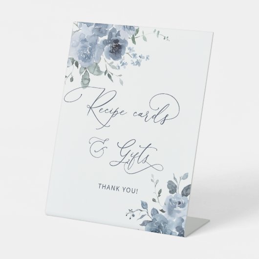 Signe De Table Cartes et cadeaux Floral bleu Dusty (Recto)