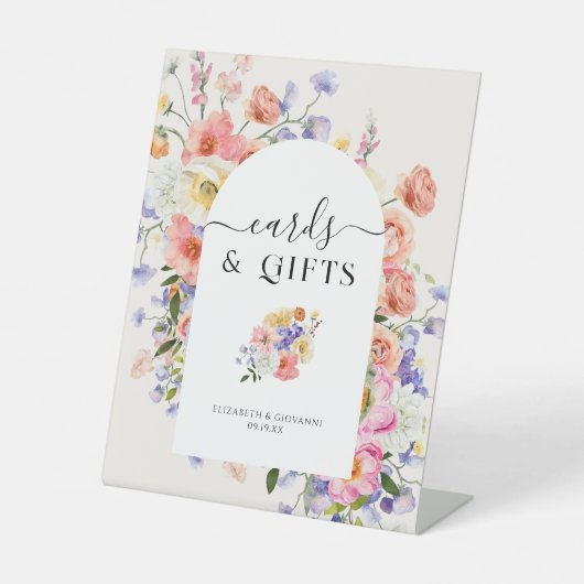Signe De Table Cartes et cadeaux | Floral Boho Mariage (Recto)