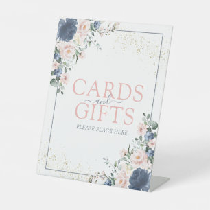 Signe De Table Cartes et cadeaux Floral Rose Rose bleu Dusty