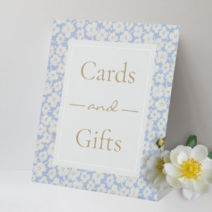 Signe De Table Cartes et cadeaux Floraux Bleu et Blanc Mariage