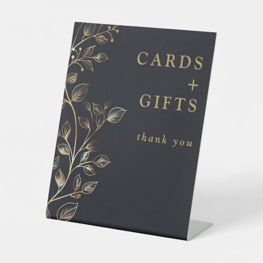 Signe De Table Cartes Et Cadeaux Floraux D'Or Modernes (Recto)