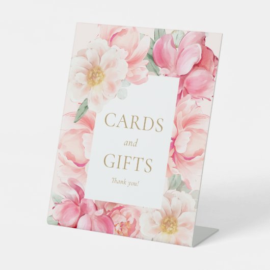 Signe De Table Cartes et cadeaux floraux roses (Recto)