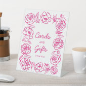 Signe De Table Cartes et cadeaux floraux roses tirés à la main (In SItu)