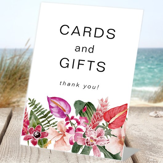 Signe De Table Cartes et cadeaux floraux tropicaux