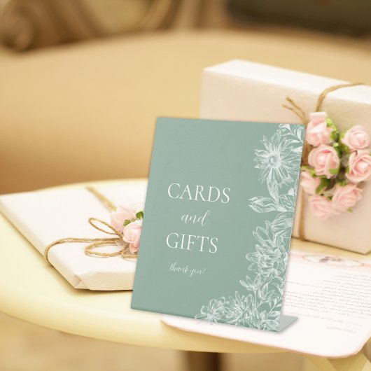 Signe De Table Cartes et cadeaux floraux verts et blancs Sage