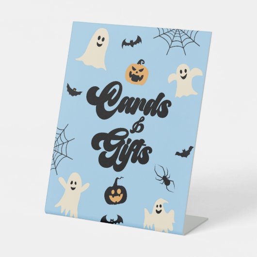 Signe De Table Cartes et Cadeaux Halloween Bleus Effrayants (Recto)