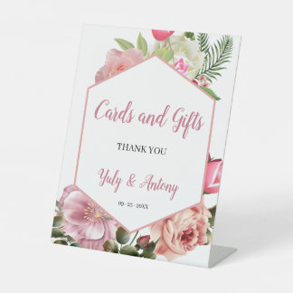 Signe De Table Cartes et Cadeaux Hexagonaux Fleuris Rose Botaniqu
