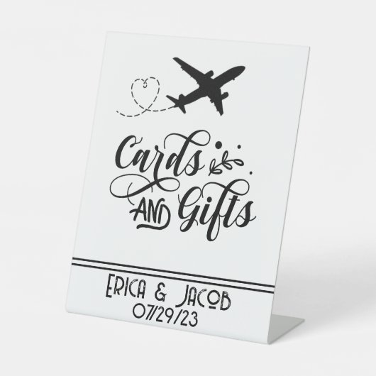 Signe De Table Cartes et cadeaux Mariage d'avion sur mesure (Recto)