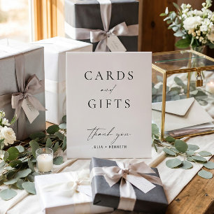 Signe De Table Cartes et cadeaux neutres classiques noir et blanc