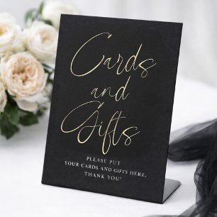Signe De Table Cartes et Cadeaux Noir et Or Shower de Mariage