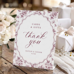 Signe De Table Cartes et cadeaux ovale vintage rouge vin mariage