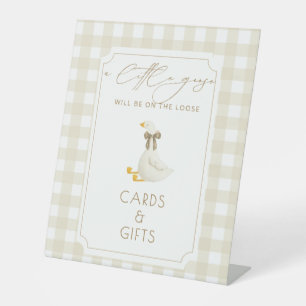 Signe De Table Cartes et Cadeaux Petit Oie Gingham Beige