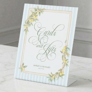 Signe De Table Cartes et Cadeaux Rayure Côtière Mariage Citron