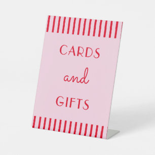 Signe De Table Cartes et cadeaux Retro Rouge & Rose
