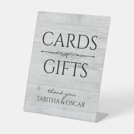 Signe De Table Cartes et cadeaux rustiques en bois blanc (Recto)