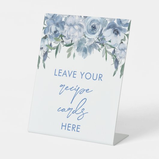 Signe De Table Cartes Floral Dusty Blue Recette ici (Recto)