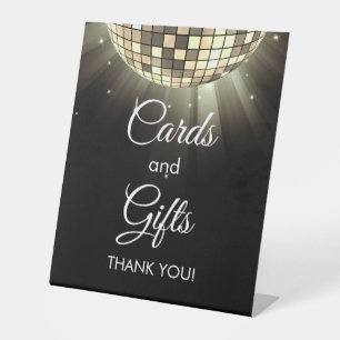 Signe De Table Cartes noires en or et cadeaux Boule à facettes di